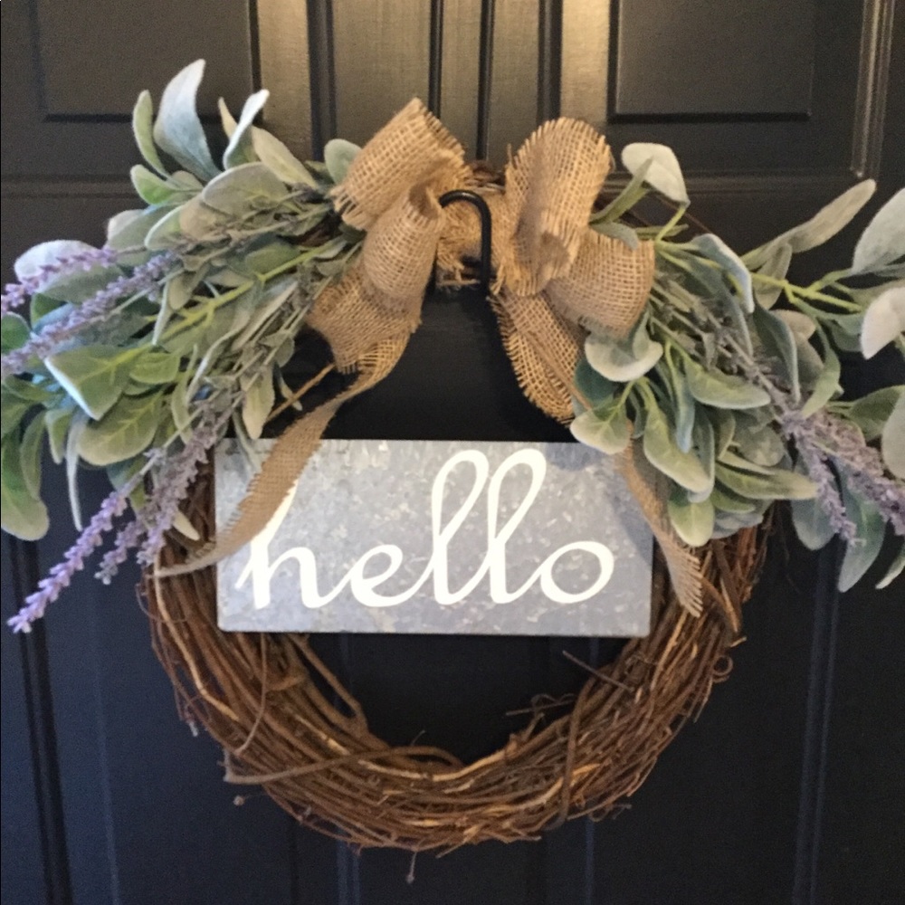 Lambs ear and lavender wreath farmhouse